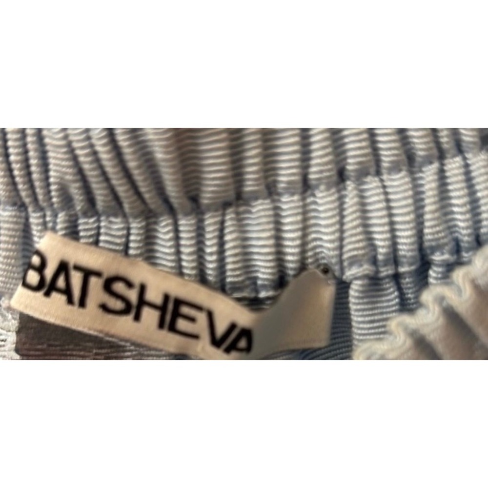 Batsheva Tiered Midi Skirt Size 12 Blue Elastic Waist Made in USA MSRP $395 - Picture 4 of 5